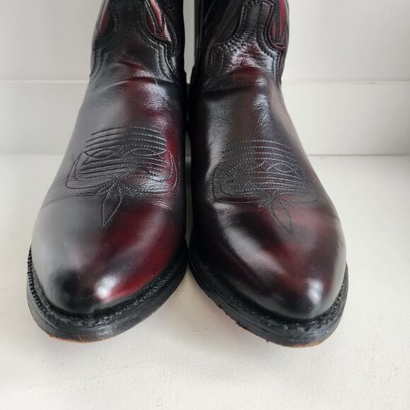 Abilene Men's 10.5 - 6461 12" Western Cowboy Boots Black Cherry Cowhide Polished - Picture 10 of 11